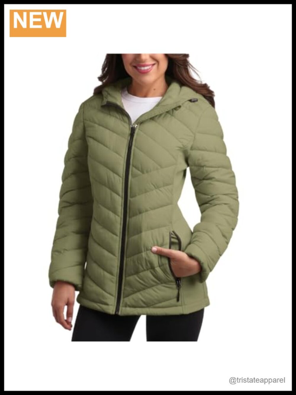 Reebok Quilted Midweight Puffer Jacket with Hood, Nylon and Polyester Blend